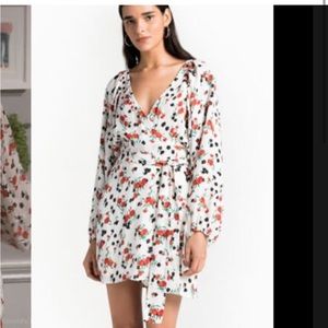 ALC Carlo Silk Tie Waist Mini Dress